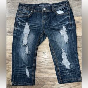 Almost Famous Distressed Dark Blue distressed bermudas size 9 Y2K